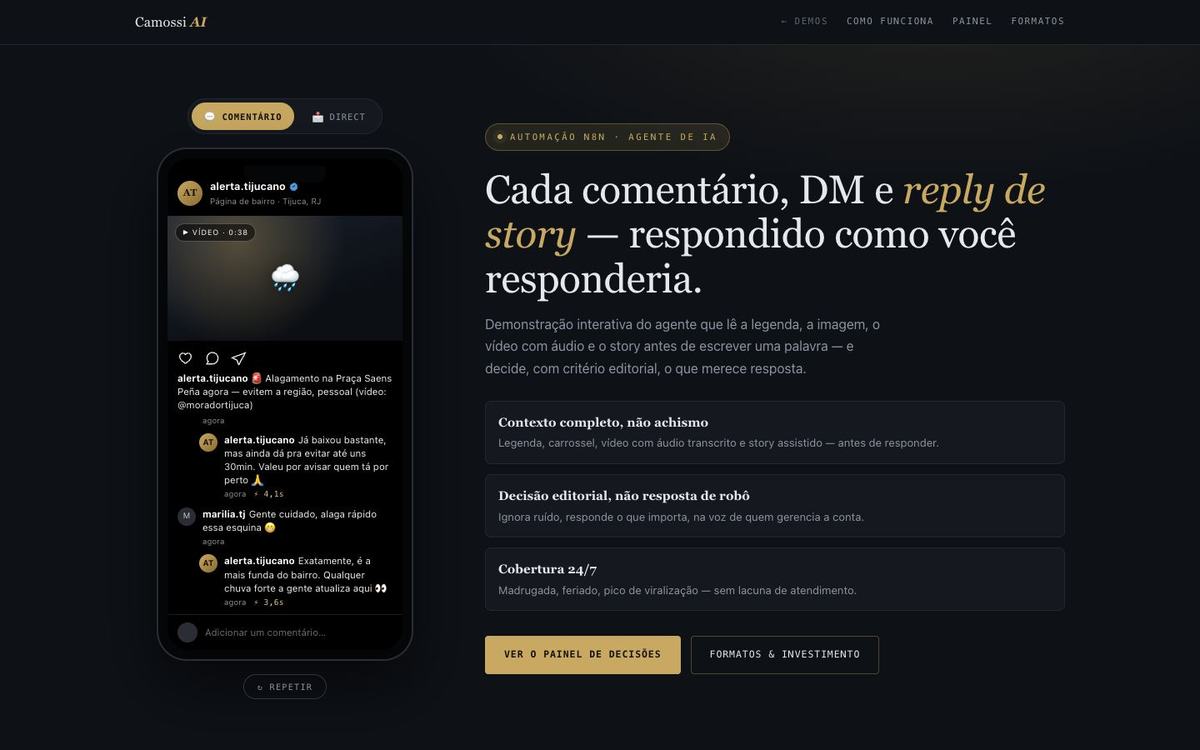 Agente de IA respondendo comentários e mensagens do Instagram